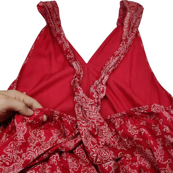 Hatch Rosalie Bandana Red Floral Maternity Midi Dress Size 2 Cross Straps - Picture 13 of 16